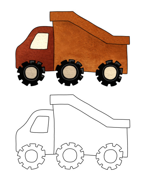 棕色卡车，车轮上有沟槽轮胎图片下载