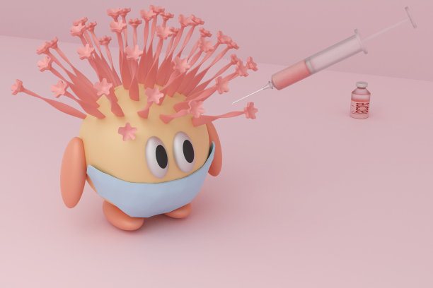 抽象的喜剧人物冠状病毒疫苗接种。图片下载