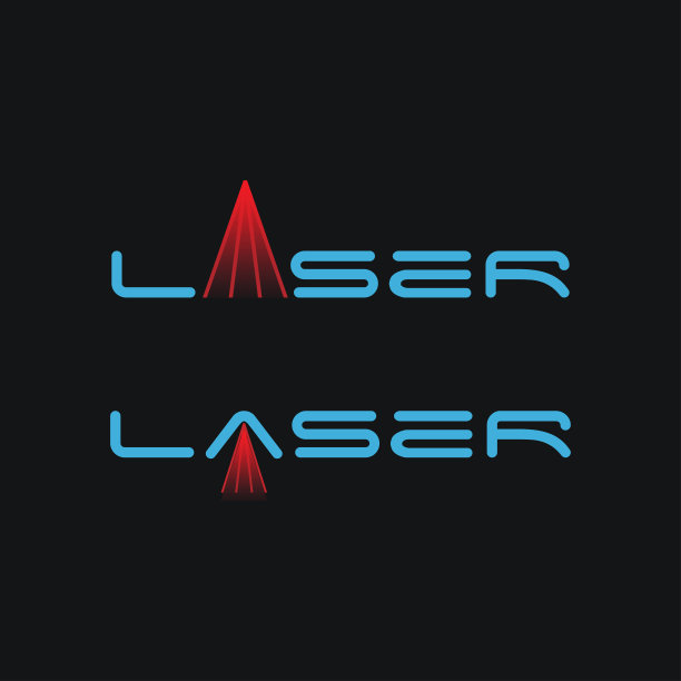 极简文字标记聚光灯的激光标志矢量模板上的黑色背景图片下载