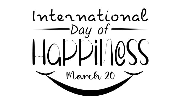 国际幸福日。微笑生活书法概念矢量设计横幅，卡片，海报，背景。图片下载