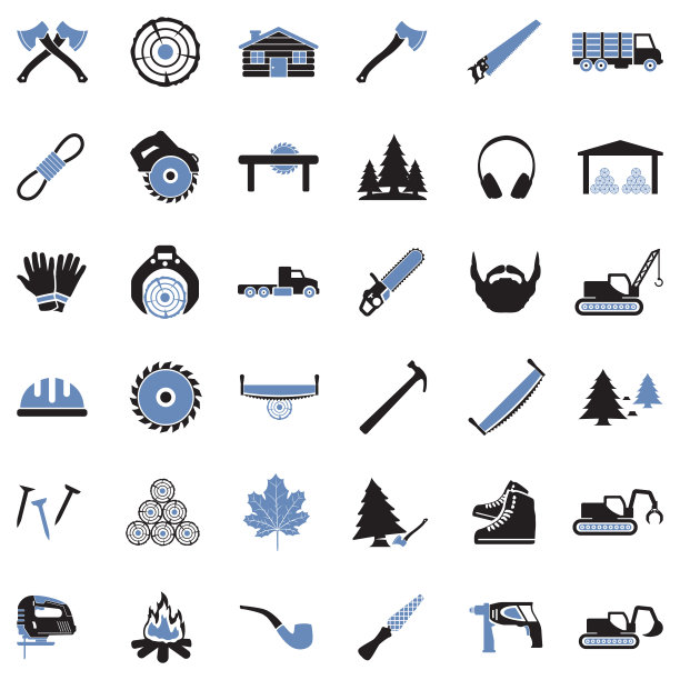 伐木工人图标。双色调平面设计。矢量插图。图片下载