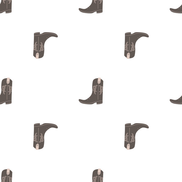 牛仔靴装饰无缝图案。西部的主题。手绘彩色潮流矢量插图在白色背景图片下载