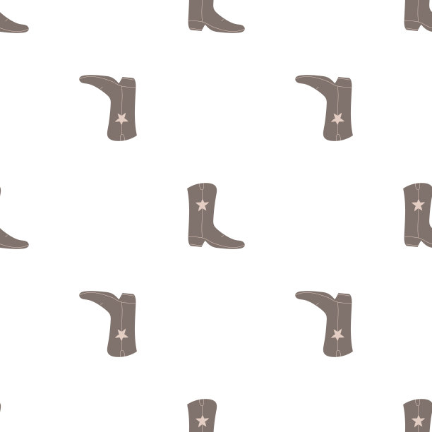 牛仔靴装饰无缝图案。西部的主题。手绘彩色潮流矢量插图在白色背景图片下载