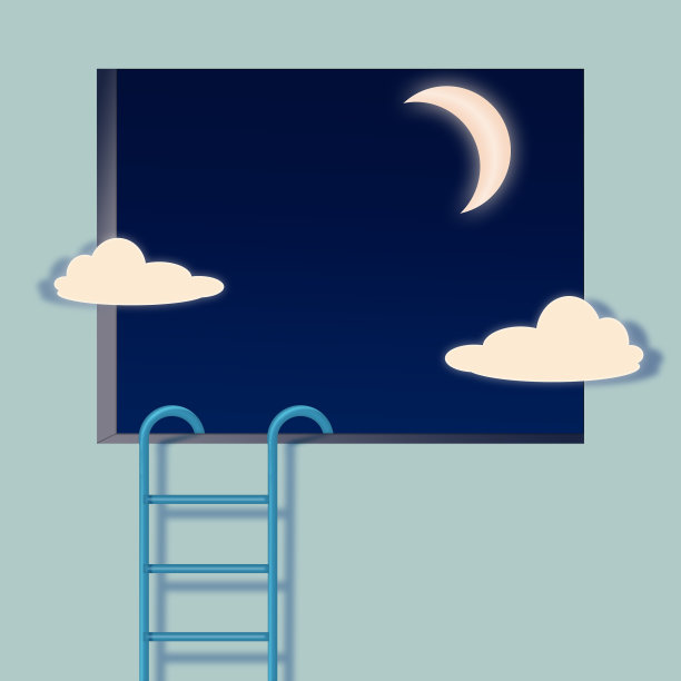 靠近夜窗的梯子图片下载
