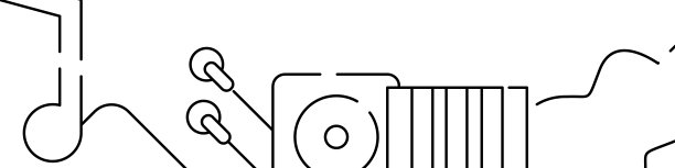 音乐相关的水平横幅或边界模板。平面线矢量插图孤立在白色图片下载