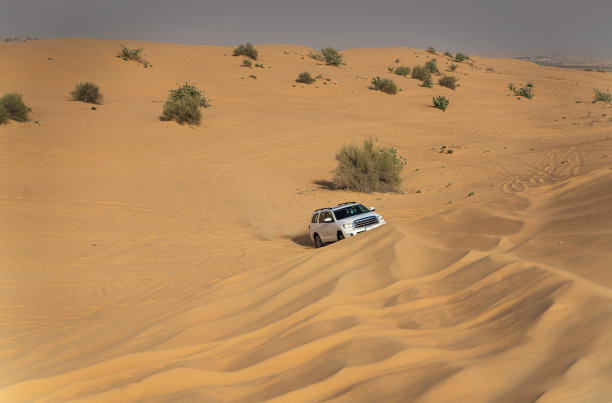 在沙丘上行驶的4x4车辆-阿拉伯联合酋长国图片下载
