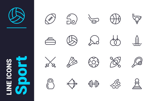 体育游戏和体操图标设置图片下载