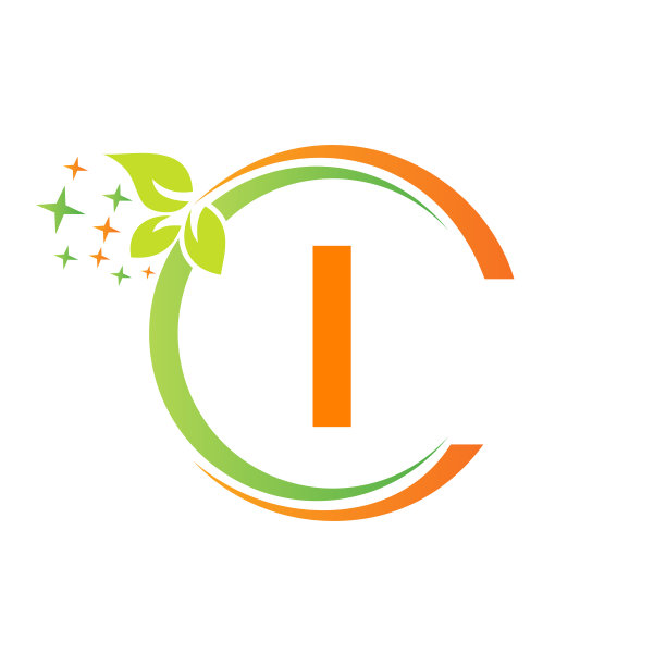 房子清洁标志上I字母设计。字母I清洁服务屋标志模板吸尘器，水桶，春季清洁标志图片下载