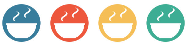 4个钮扣的彩色横幅:热汤图片下载