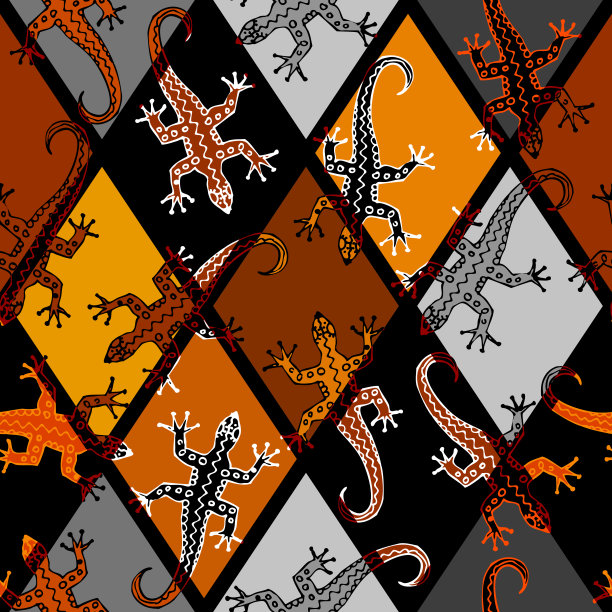 无缝矢量正方形图案。布朗蜥蜴模式。图片下载