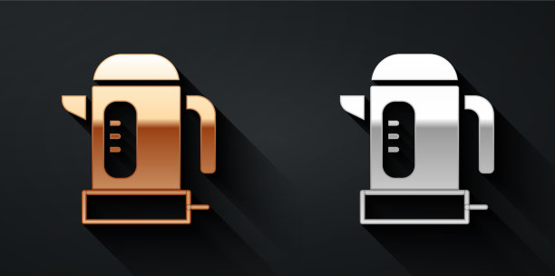 金银电水壶图标孤立上图片下载