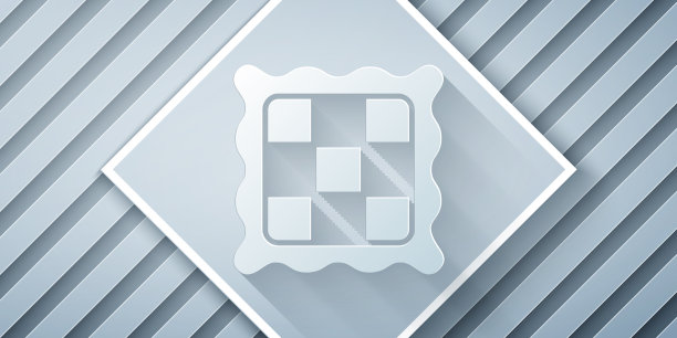 剪纸格子餐巾纸图标孤立的灰色图片下载