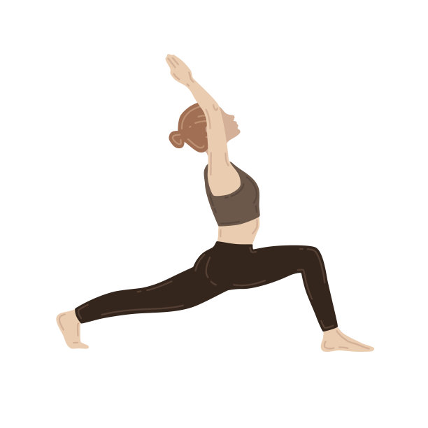 年轻苗条的女子在做瑜伽运动。Virabhadrasana，战士式图片下载