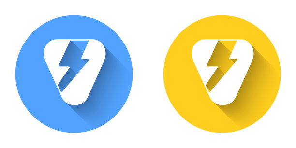 白色吉他选择图标孤立与长阴影背景。乐器。圆按钮。向量图片下载