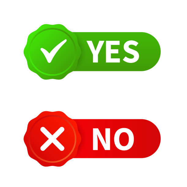 有也没有，有红绿两种颜色的邮票。平面设计的正确或不正确的投票问题。错误或正确的答案。向量EPS 10图片下载