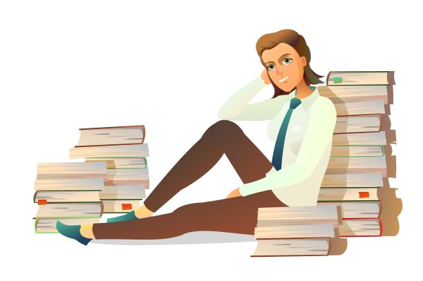 女商人坐在堆积如山的箱子里。年轻的女人。有趣的人的性格。漂亮的女孩。卡通有趣的风格插图。孤立的白色背景。向量图片下载