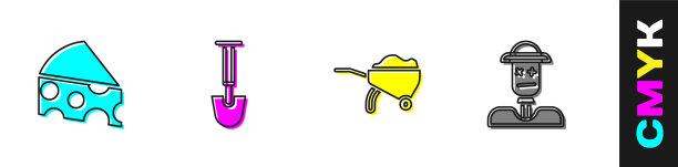 设置奶酪铲手推车与泥土图片下载