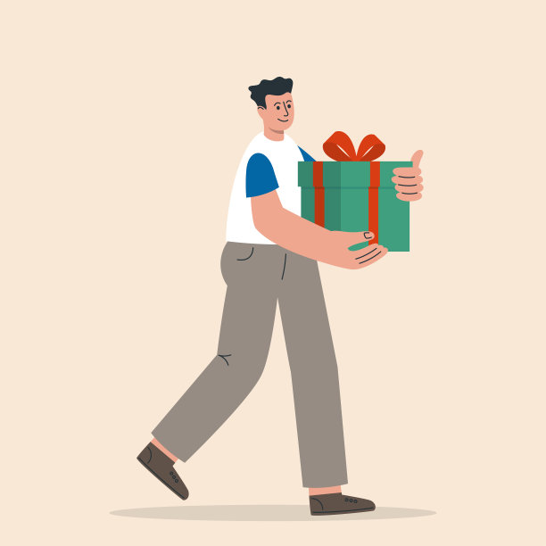 男人手中拿着礼物。为特殊场合庆祝活动准备礼物的人物图片下载