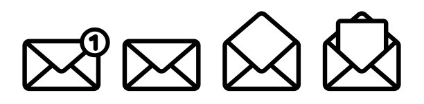 电子邮件图标。发送消息图标。邮件发送符号。信的信封。电子邮件图标。发送隔离在白色上的消息图标集合。矢量图图片下载