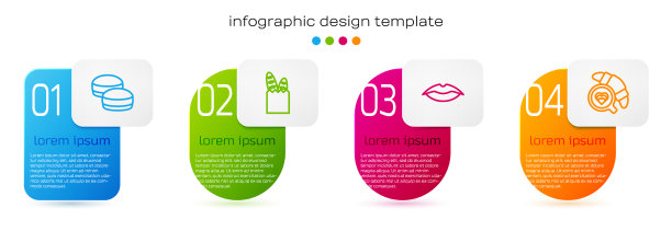 定线马卡龙饼干法国法棍面包图片下载