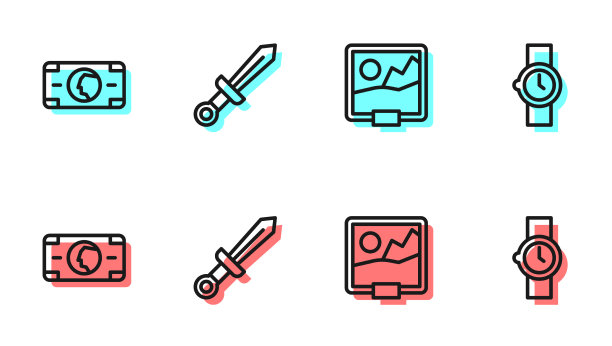 设置线画叠纸钱现金图片下载