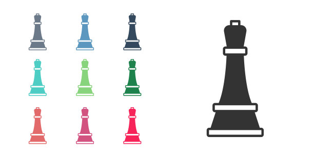 黑色国际象棋图标孤立在白色背景上。商业策略。游戏,管理、财务。设置图标丰富多彩。向量图片下载