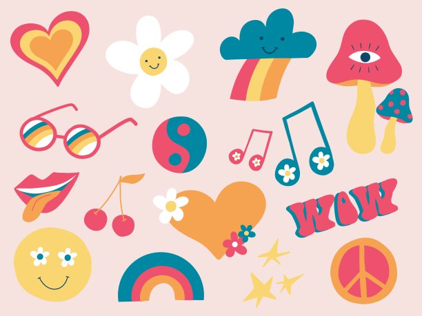 70 -80年代风格的嬉皮士复古偶像图片下载