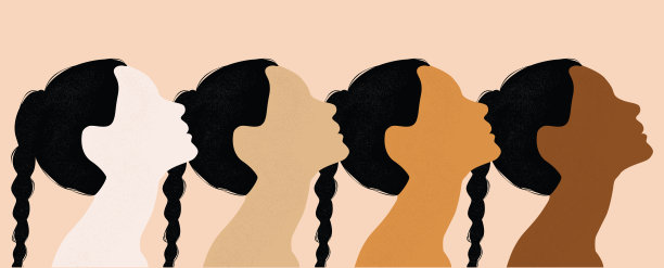 有色人种妇女在仰望图片下载