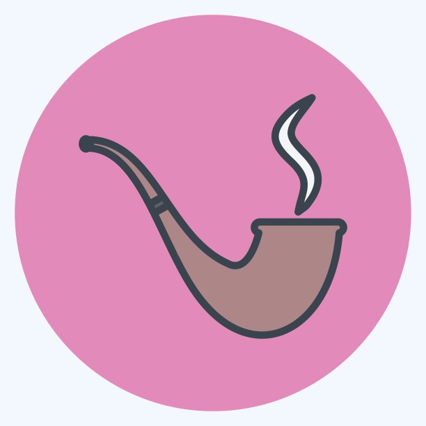 点燃烟斗图标在时尚的颜色搭配风格孤立在软蓝色背景图片下载