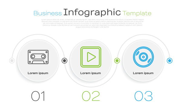 复古盒式录音带，方形播放和黑胶唱片。业务信息模板。向量图片下载