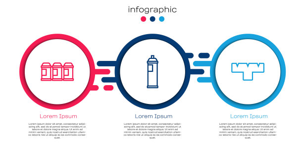 设置喷漆罐线，和记号笔附件。业务信息模板。向量图片下载