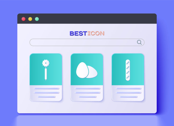 设置鸡蛋，披萨刀和法国法棍面包图标。向量图片下载