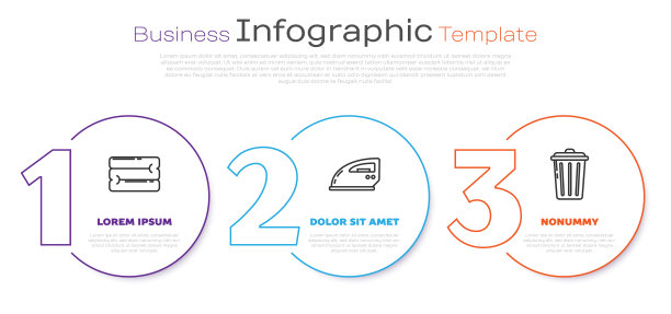 设置毛巾堆、电熨斗、垃圾桶。业务信息模板。向量图片下载
