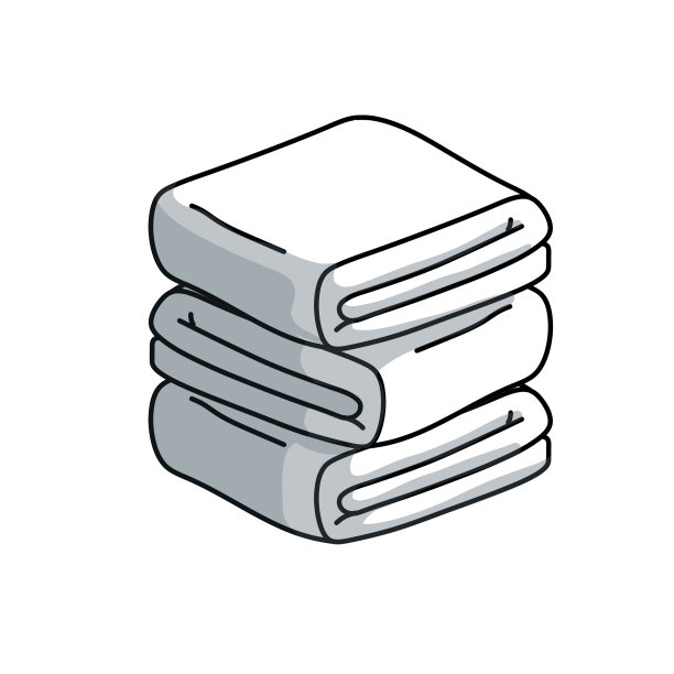 折叠的毛巾或布。堆织物。画线。孤立的卡通黑白插图。包装整洁的衣服图片下载