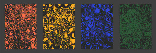 一套抽象的背景封面设计。矢量图形。抽象背景圆形细胞或墨圈。黑色的布局图片下载