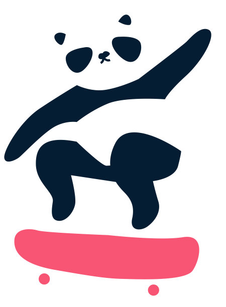 熊猫在滑板上跳跃的极简插画图片下载