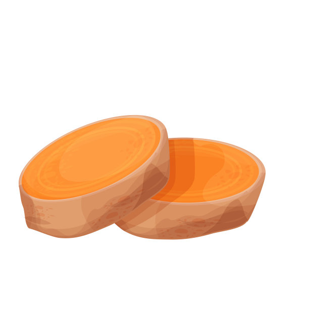 姜黄，姜黄根，切香料香草卡通风格孤立在白色背景上。图片下载