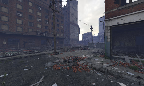 后世界末日的城市景观3d插图废墟的建筑图片下载