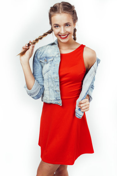 年轻漂亮的金发少女特写肖像，生活方式的人的概念，青少年时尚图片下载