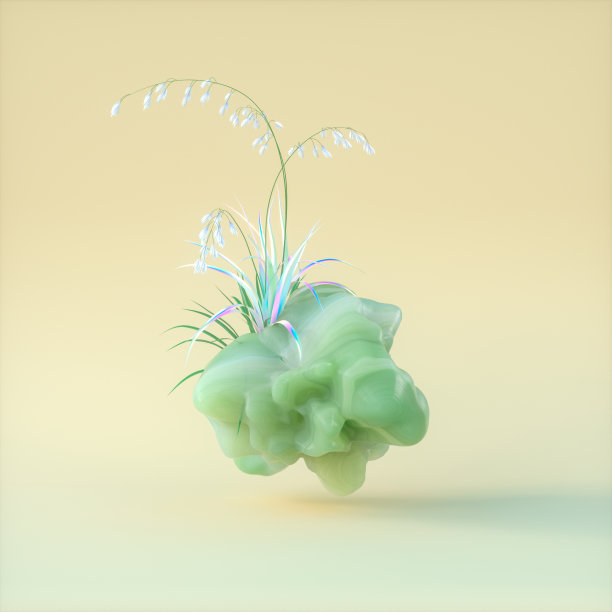 美丽时尚的讲台背景，产品展示与抽象的彩石和彩虹花。图片下载