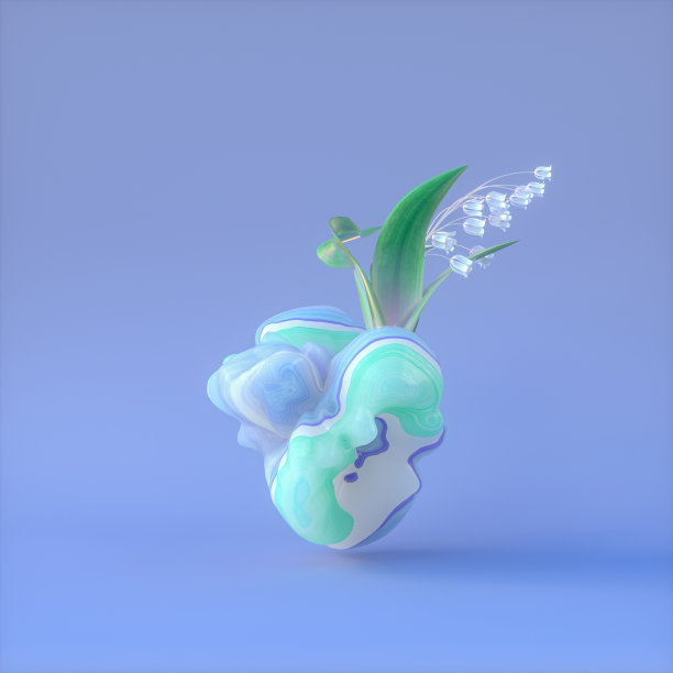 美丽时尚的讲台背景，产品展示与抽象的彩石和彩虹花。图片下载