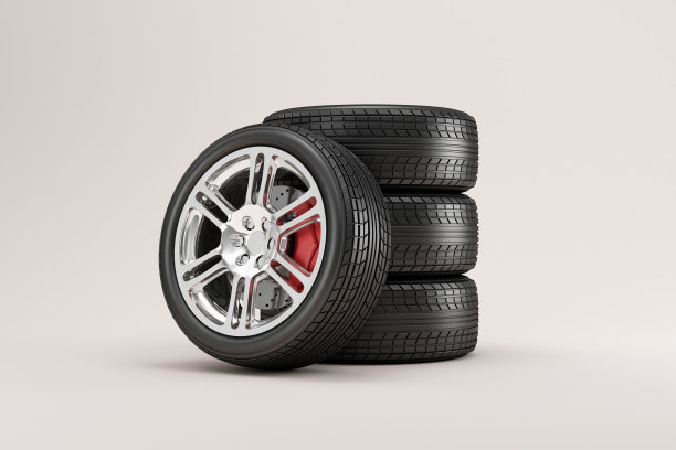 汽车车轮的堆叠在灯光工作室的背景图片下载