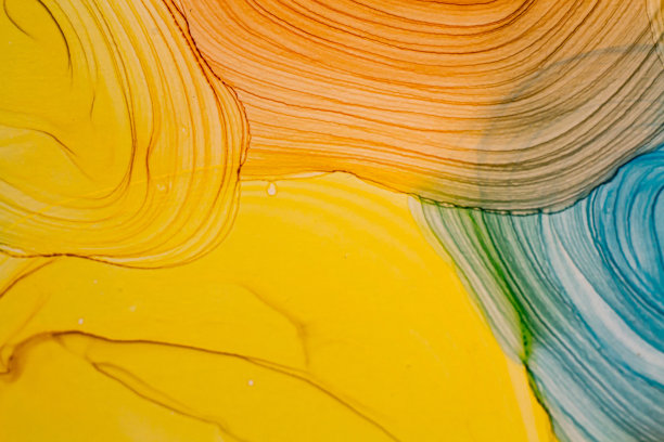 摘要亮色流体背景、手绘酒精画、液体墨技术纹理进行背景设计图片下载