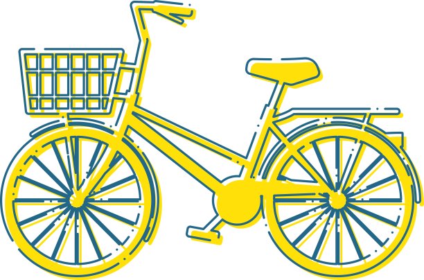 带有模糊线的简单自行车的插图/插图材料(矢量插图)图片下载