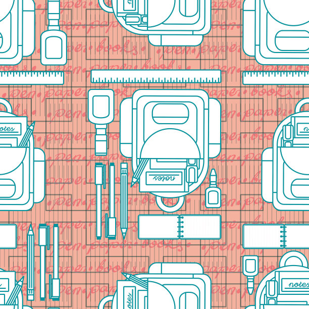 回到学校无缝表面图案设计图片下载