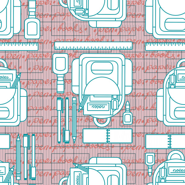 回到学校无缝表面图案设计图片下载