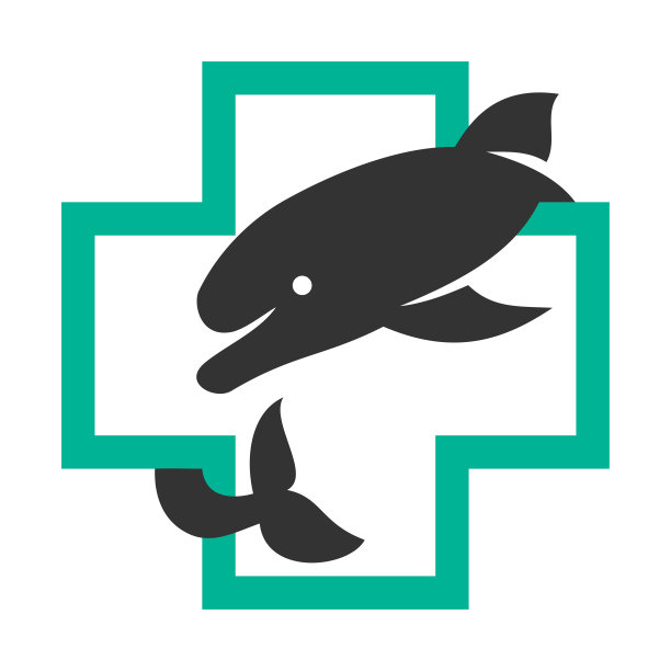 跨医学海豚图标插图品牌身份图片下载