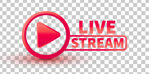 矢量直播流图标平面风格与播放按钮隔离在透明的背景为博客，播放器，广播，网站，在线电台，媒体标签，标志。直播横幅。10每股收益图片下载