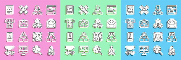 永远的朋友，最好的朋友，有情人节心的信封，非正式的问候，家庭照片和图标。向量图片下载