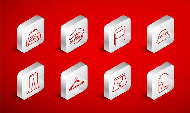 集线圣诞手套，警帽与帽徽，冬季帽子耳褶，优雅的女人，男人内裤，运动包，衣架衣柜和裤子的图标。向量图片下载